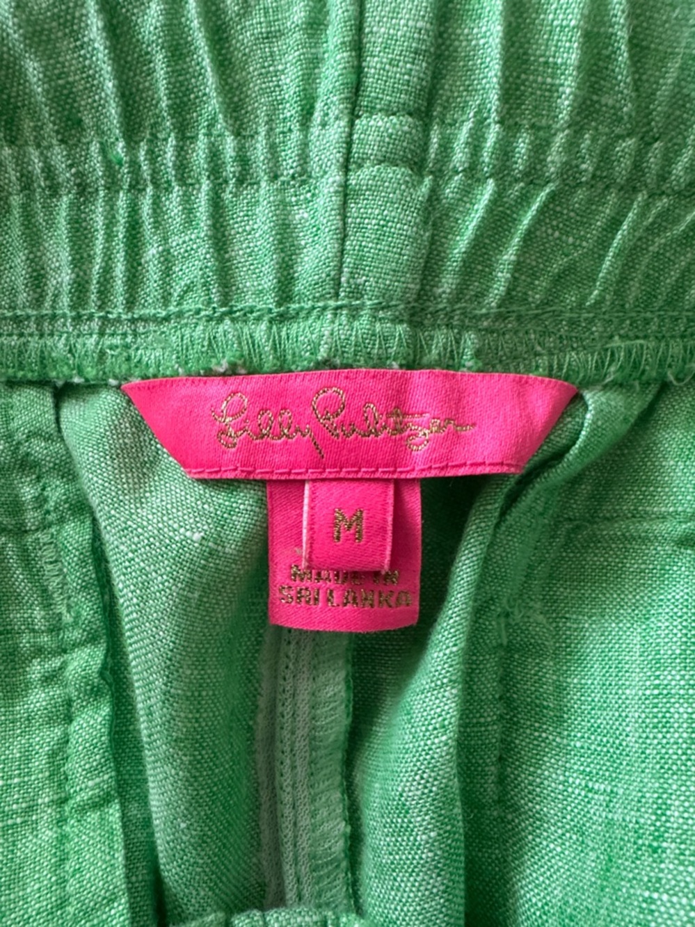 Lilly Pulitzer Bright Green linen Scallop-Hem High Waist Shorts - Picture 2 of 3